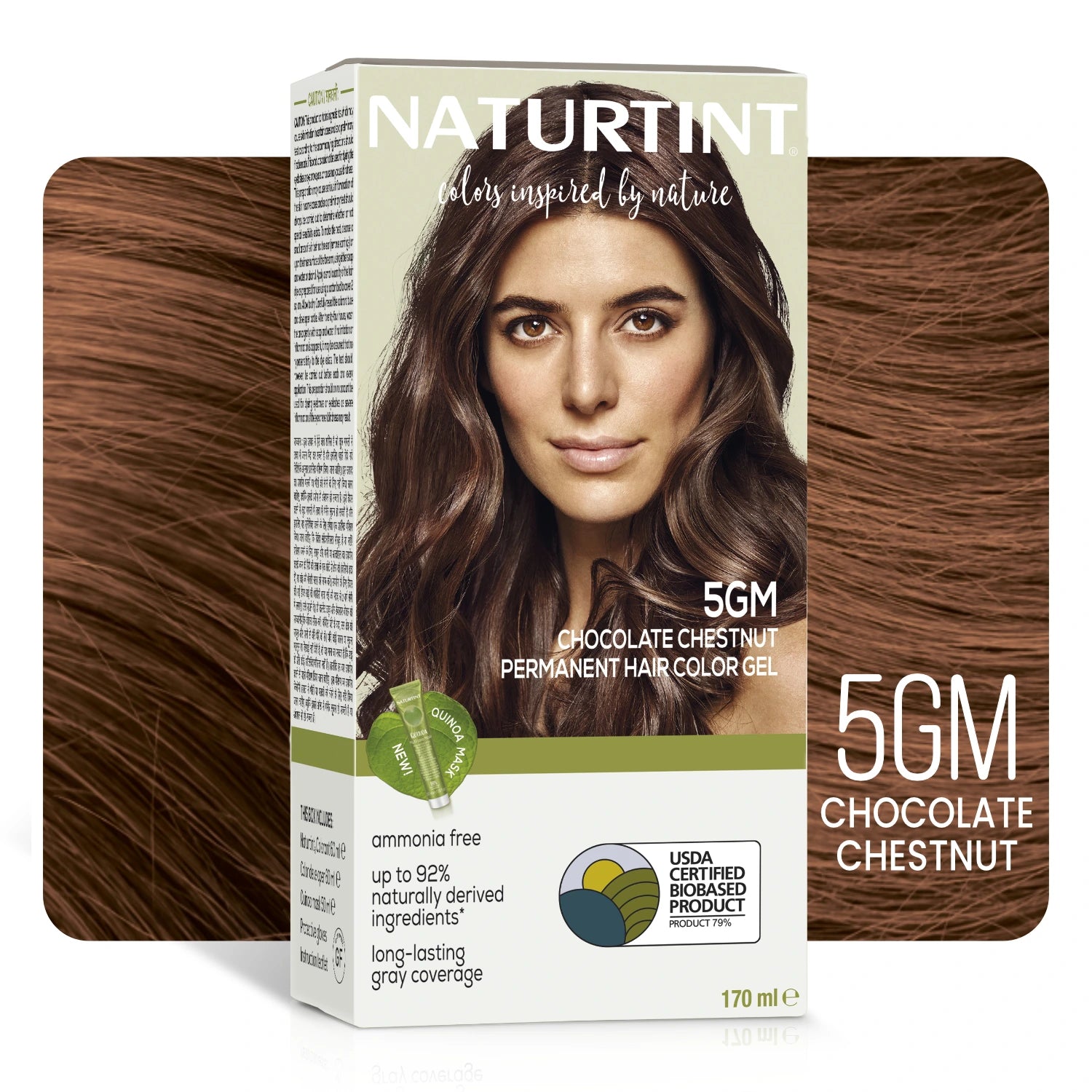 Naturtint Permanent Hair Color | Ammonia Free Hair Colour Gel | 92% natural ingredients | USDA Certified Biobased | 100% Grey Coverage Long Lasting Hair Colour Vegan 170 ml - 5GM Chocolate Chestnut