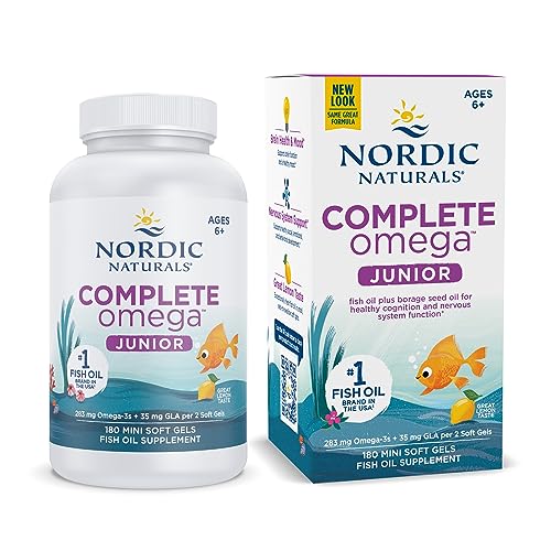 Nordic Naturals Complete Omega Junior | 283 Mg Omega 3 Fish Oil EPA & DHA Supplement | Fish Oil Omega 3 6 9 - Lemon Flavour