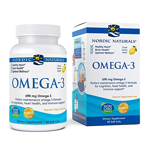 Nordic Naturals Omega 3 | Fish Oil EPA And DHA Supplement 690Mg Omega 3 Fish Oil Supplement Support Brain & Heart Health & Immunity | Omega Fish Oil For Men & Women Lemon Fish Oil Flavour 60 Soft Gels