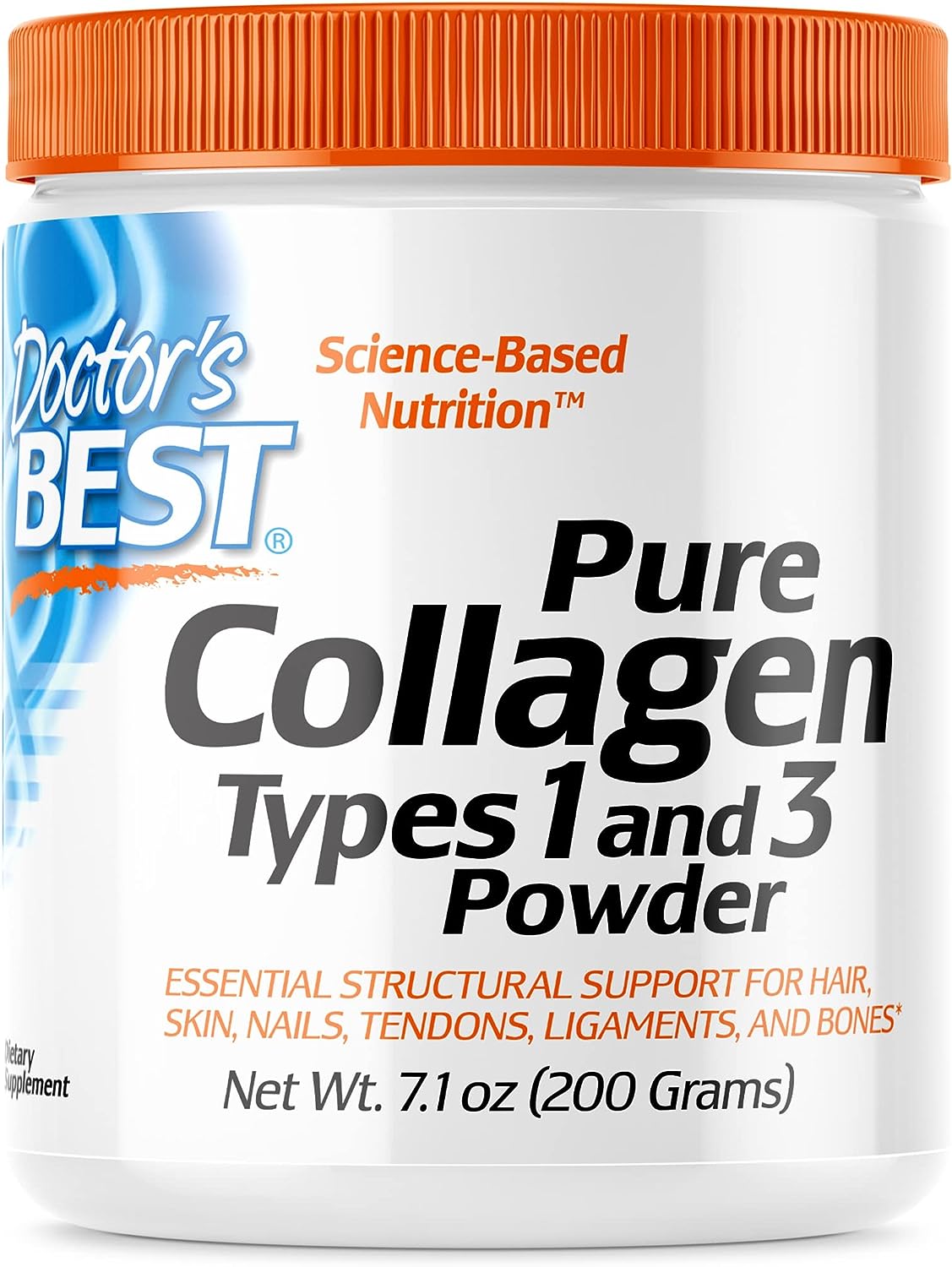 Doctor's Best Collagen Types 1 & 3 Powder 6.6 gm Promotes Healthy Skin Hair & Nails – Bone & Joint Support