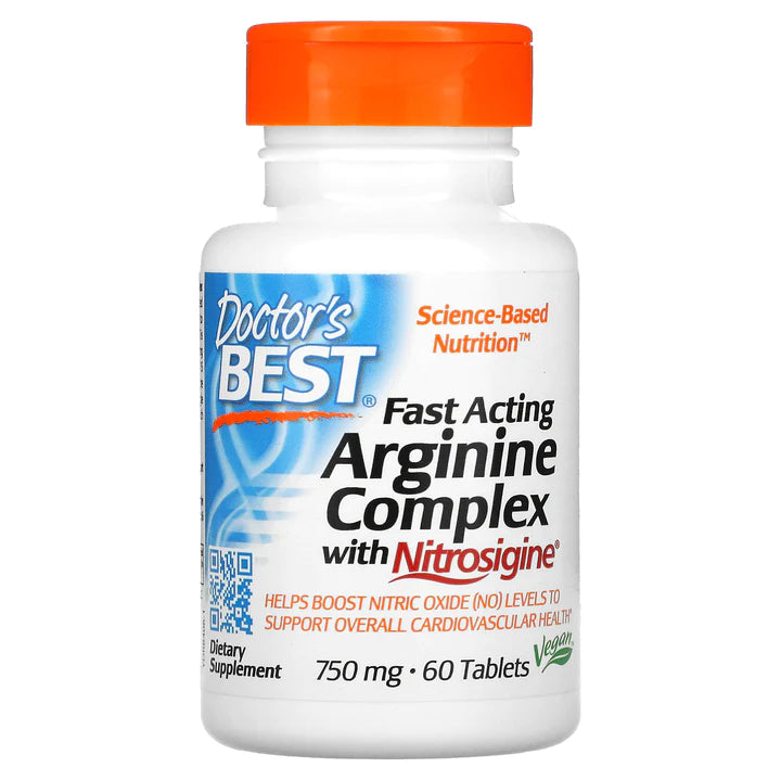 Doctor's Best Fast Acting Arginine Complex with Nitrosigine 750 mg per serving | 60 Tablets