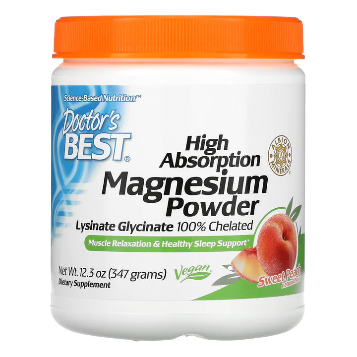 Doctor's Best High Absorption Magnesium Powder | Sweet Peach | 12.3 oz (347 g)