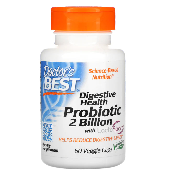 Doctor's Best Digestive Health, Probiotic with LactoSpore 2 Billion per serving | 60 Veggie Caps