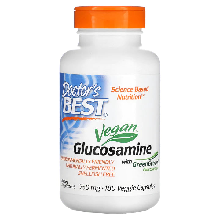 Doctor's Best Vegan Glucosamine Sulfate with GreenGrown Glucosamine 750 mg per serving | 180 Veggie Caps