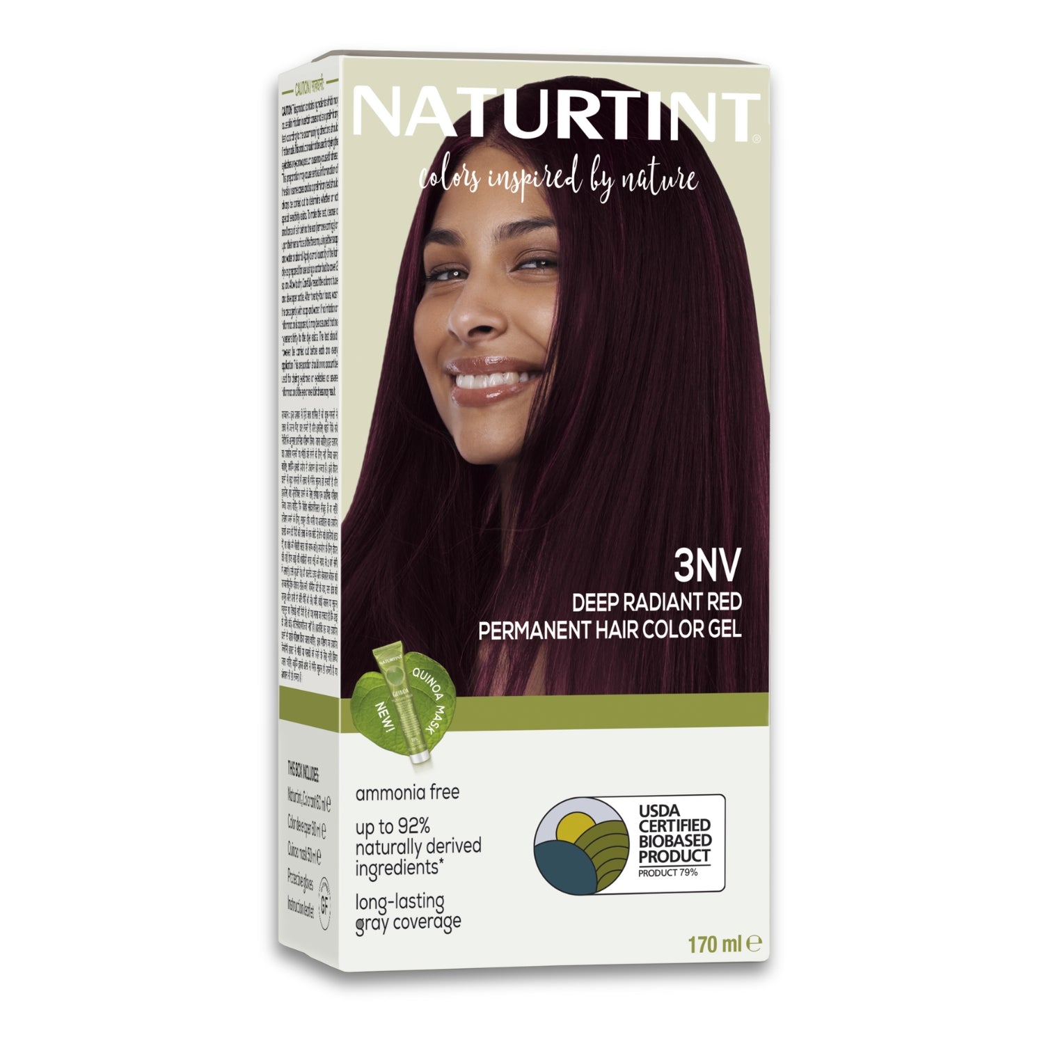 Naturtint Permanent Hair Color | Ammonia Free Hair Colour Gel | 92% natural ingredients | USDA Certified Biobased | 100% Grey Coverage Long Lasting Hair Colour Vegan 170 ml - 3NV Deep Radiant Red