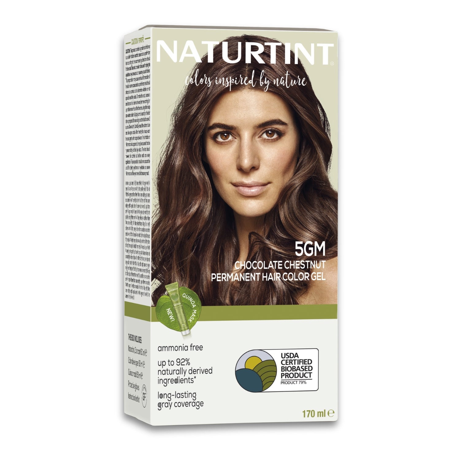 Naturtint Permanent Hair Color | Ammonia Free Hair Colour Gel | 92% natural ingredients | USDA Certified Biobased | 100% Grey Coverage Long Lasting Hair Colour Vegan 170 ml - 5GM Chocolate Chestnut