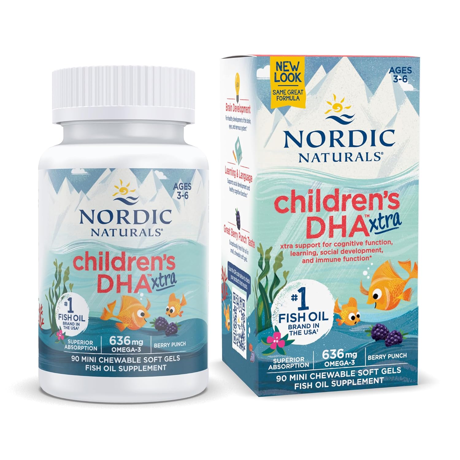 Nordic Naturals Children’s DHA Xtra | 636mg Omega-3 per serving | Ages 3-6yrs