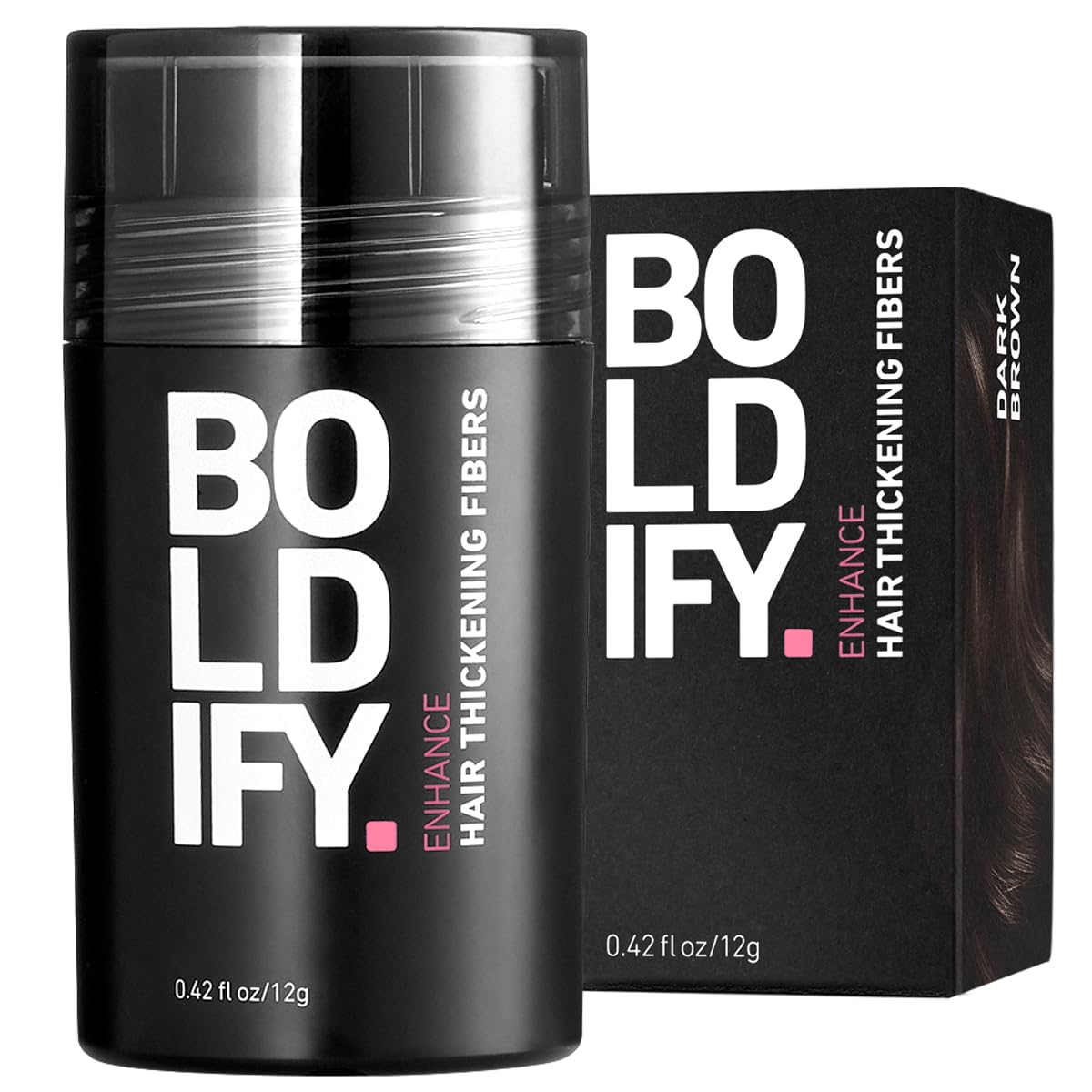 BOLDIFY Hair Fibers for Thickening Hair Undetectable & Natural - 12g Bottle - Completely Conceals Hair Loss in 15 Sec - Hair Thickener & Topper for Fine Hair for Women & Men- DARK BROWN.