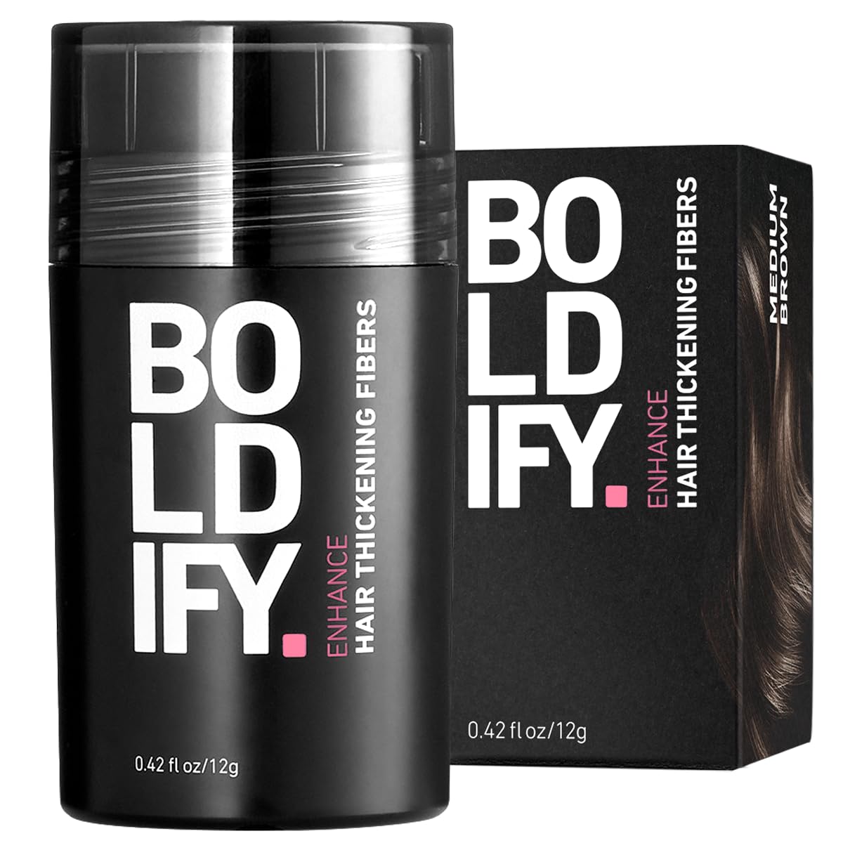 BOLDIFY Hair Fibers for Thickening Hair Undetectable & Natural - 12g Bottle - Completely Conceals Hair Loss in 15 Sec - Hair Thickener & Topper for Fine Hair for Women & Men- MEDIUM BROWN.