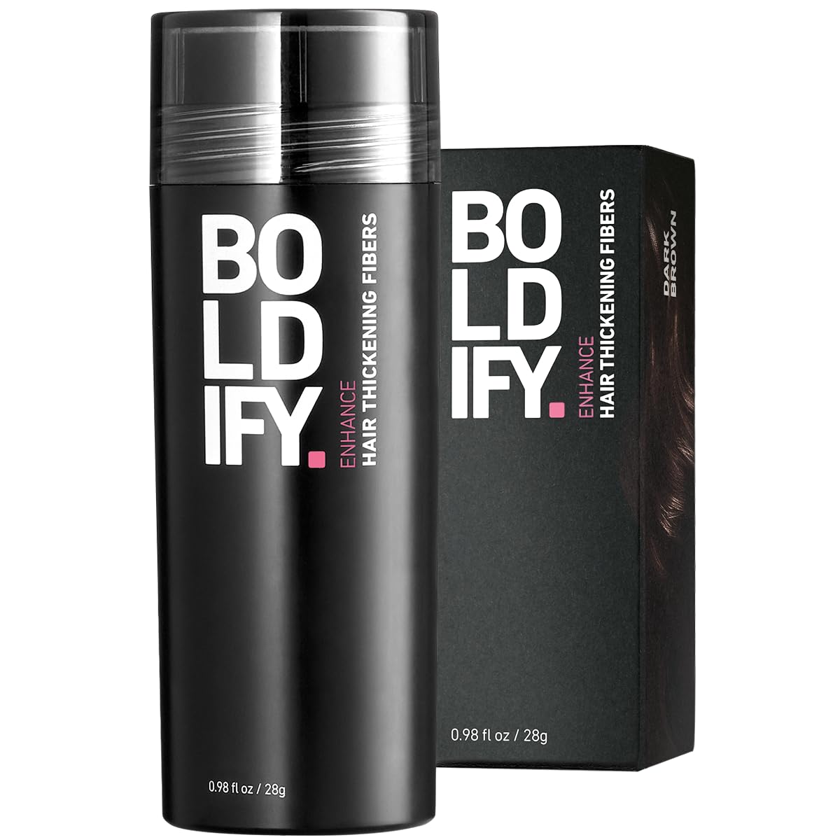 BOLDIFY Hair Fibers for Thickening Hair Undetectable & Natural - 28g Bottle - Completely Conceals Hair Loss in 15 Sec - Hair Thickener & Topper for Fine Hair for Women & Men- DARK BROWN.