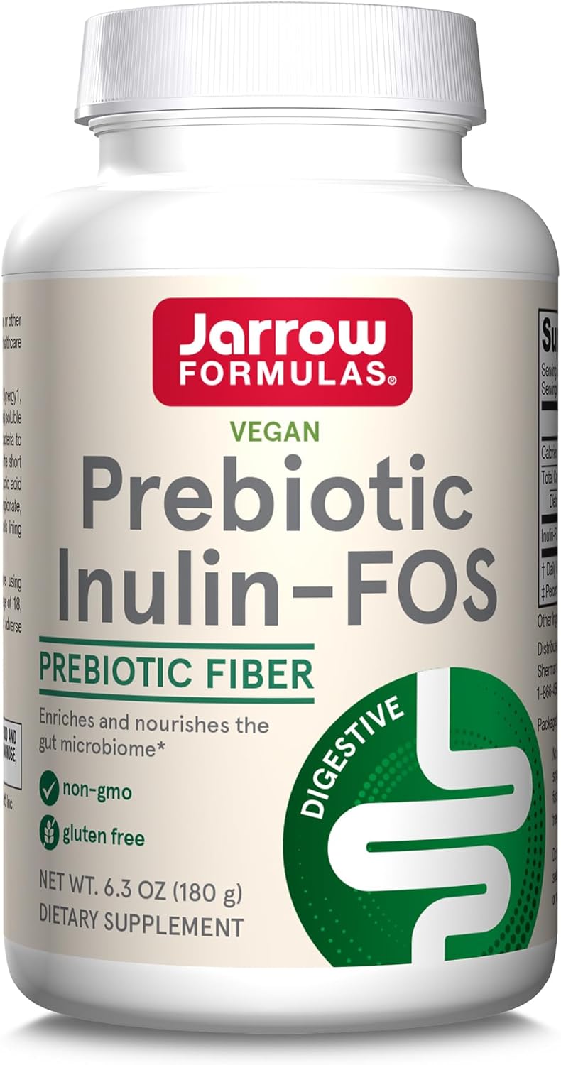 Jarrow Formulas Prebiotic Inulin FOS Promotes Beneficial Bacteria - Soluble Prebiotic Fiber Supplement - Promote Gut and Overall Health