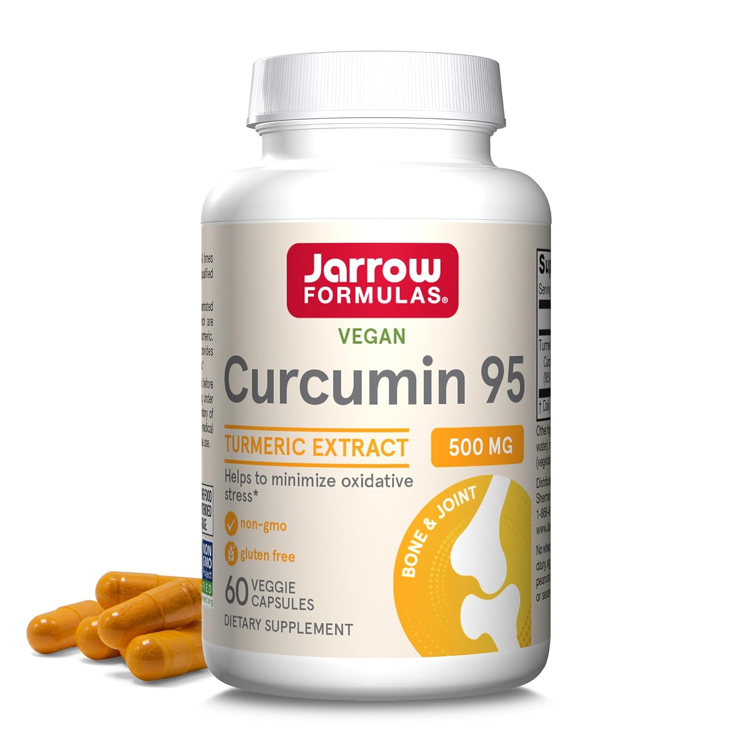 Jarrow Formulas Curcumin 95 500mg - Turmeric Curcumin Extract for Antioxidant Support - Bone & Joint Dietary Supplement - Minimize Oxidative Stress