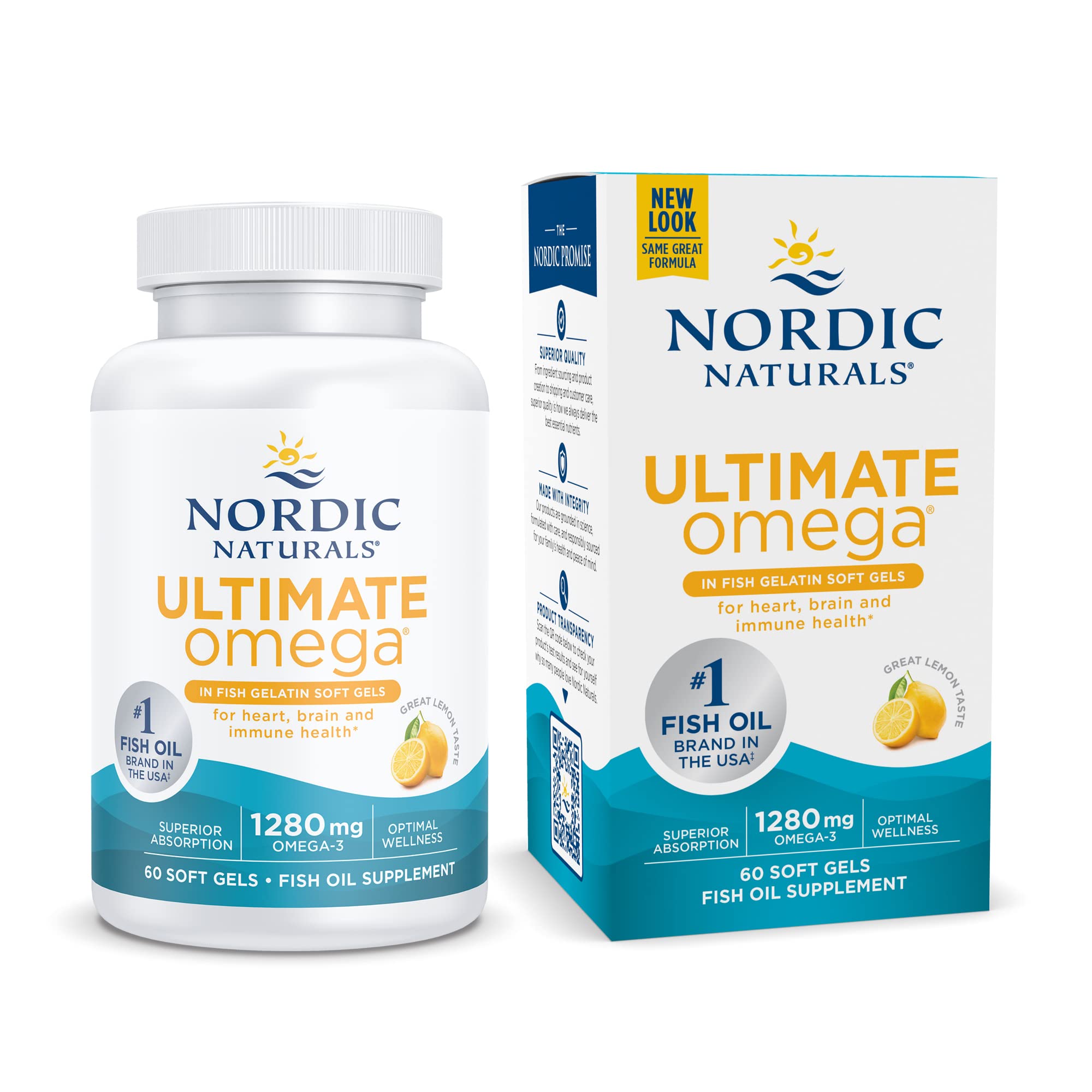 Nordic Naturals Ultimate Omega 3 Fish Oil In Fish Gelatin Softgels | 1280Mg Omega 3 Fish Oil Supplement For Pescatarian & Restricted Diets