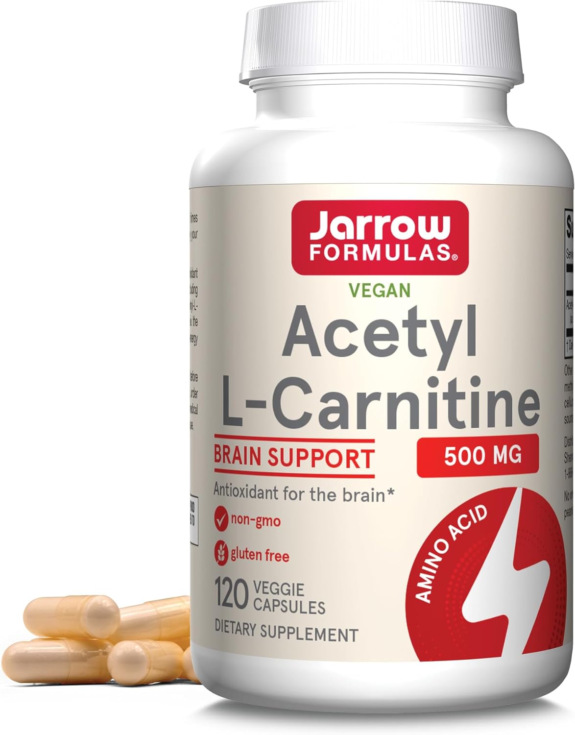 Jarrow Formulas Acetyl L-Carnitine 500 mg - Antioxidant Protection for the Brain - Supports Energy Production & Metabolism - Heart & Cardiovascular Health