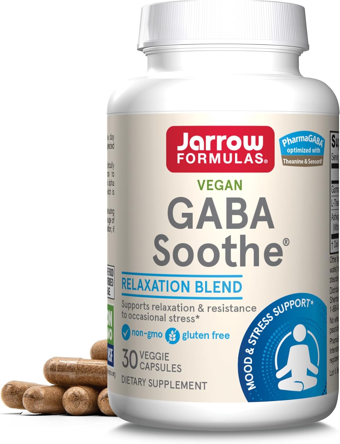 Jarrow Formulas GABA Soothe - Dietary Supplement Supports Focus & Relaxation - With Theanine & Ashwagandha Extract